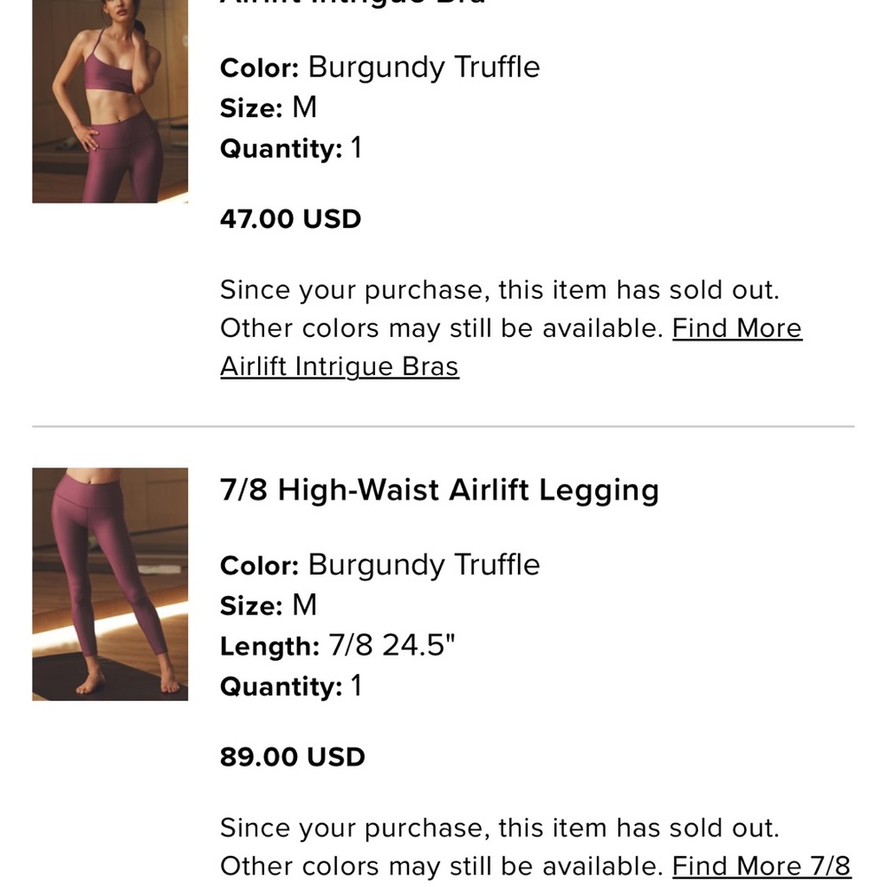 ALO Yoga Deep Burgundy Activewear Set